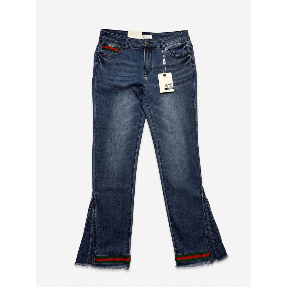 KOKO PLUS Premium Jeans Women’s Size 14 Skinny Stretch Raw Hem Split Leg NWT